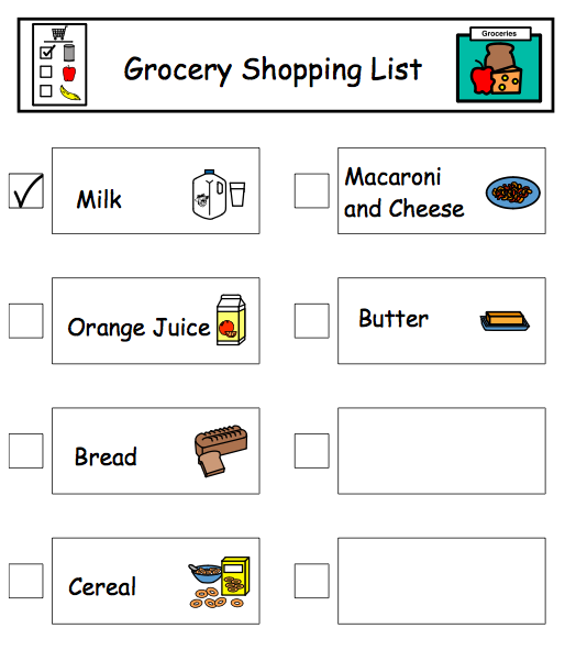 Autism Tank Grocery Shopping Visuals and Strategies