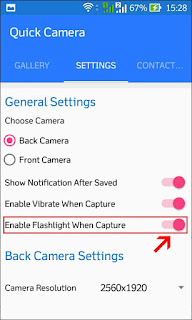 Enable Flashlight When Capture Cara Mengambil Gambar Diam-Diam (Tersembunyi) Tanpa Buka Aplikasi Camera di Android