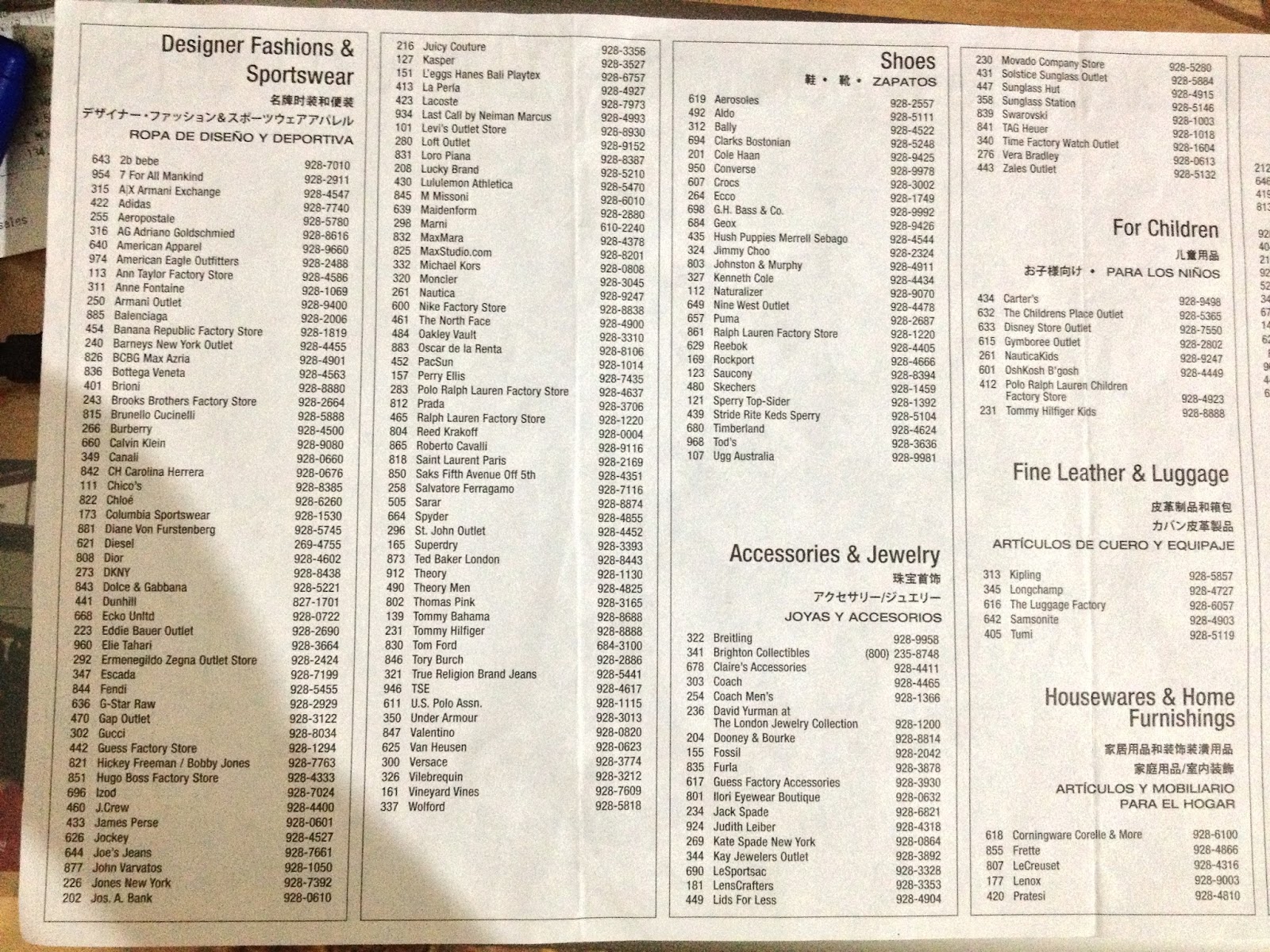 map woodbury commons stores list