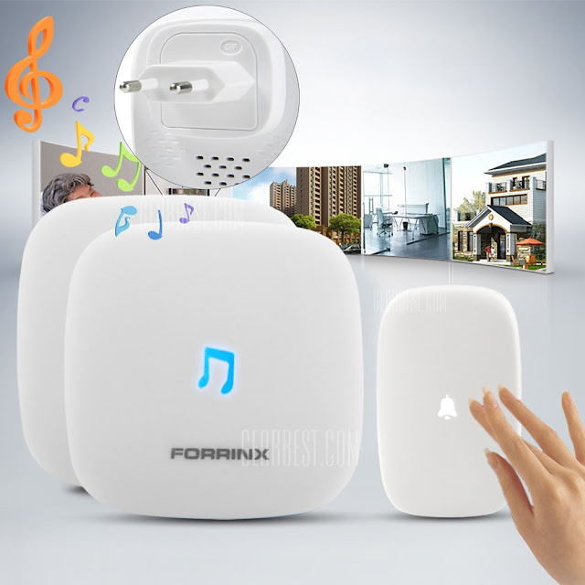  Forrinx Wireless Doorbell Chime with 2 Receiver - EU PLUG  WHITE