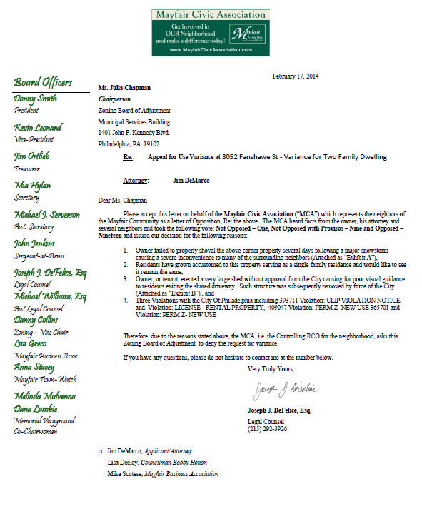 Mayfair Civic Association: February 2014