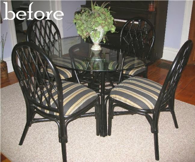 Kammy's Korner Rattan Dining Chairs Makeover {Image Transfer With