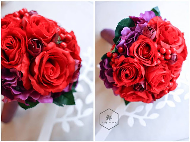 Red rose silk flower bouquet by lily sarah