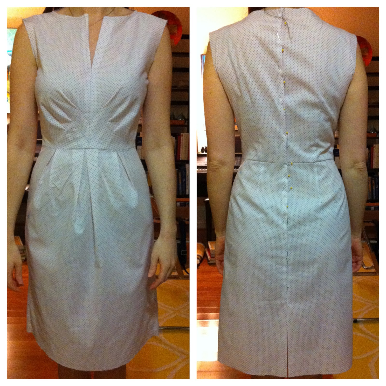 SewLovePfaff New Look 6067 Chevron dart dress