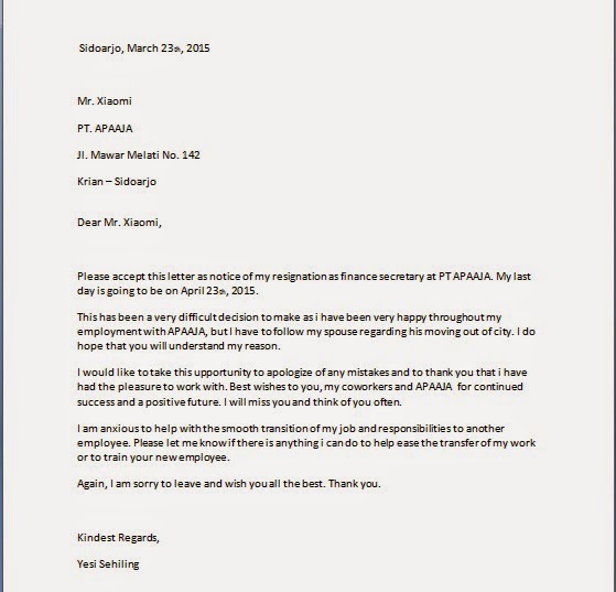 resign letter email
