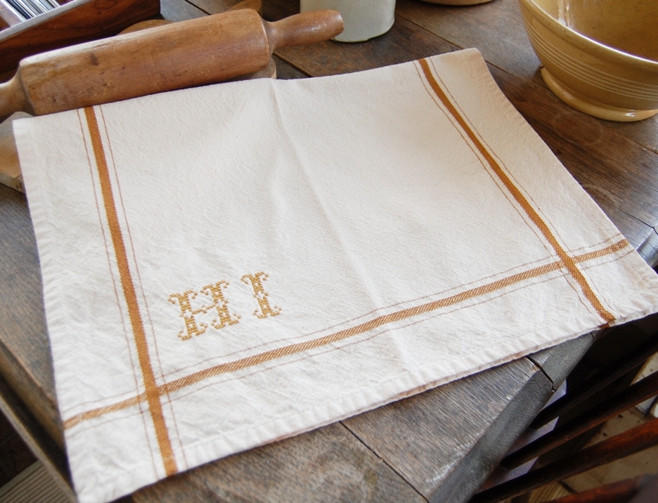 Frog Goes to Market Mustard Stripe Towels