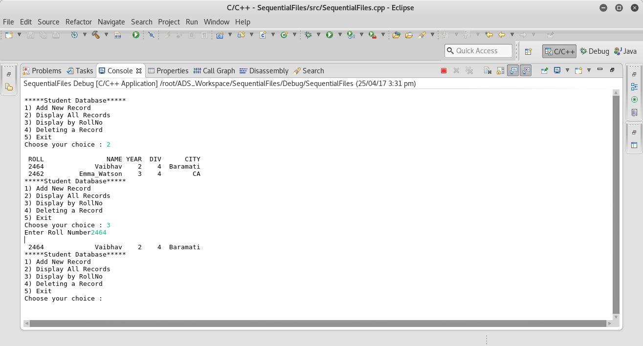 c program to implement student database using sequential files student database