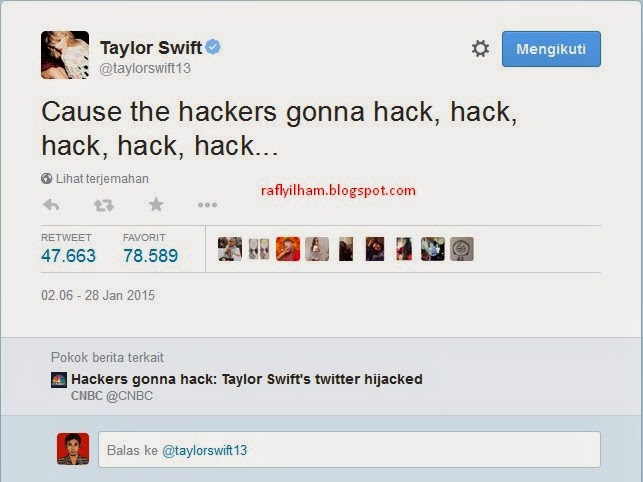 Akun Twitter Taylor Swift di Hack Akun Twitter Taylor Swift di Hack