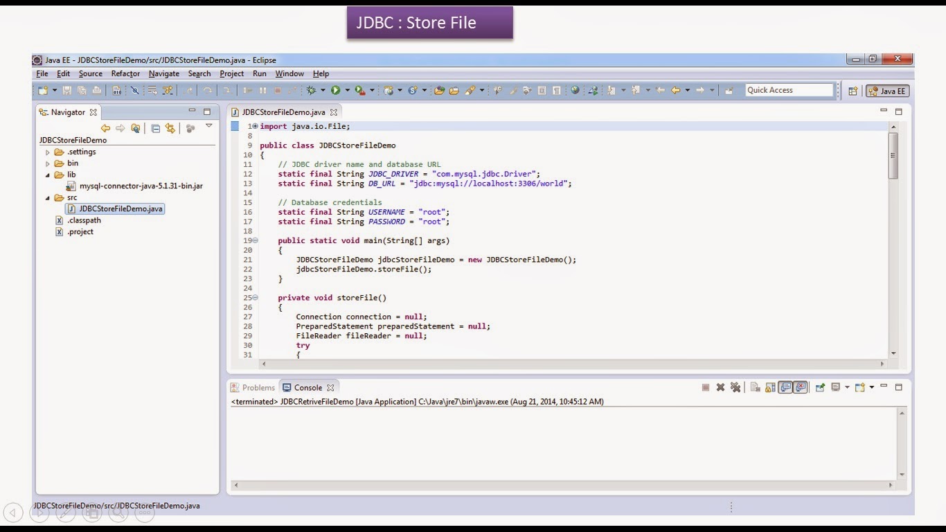 JAVA EE JDBC Store File