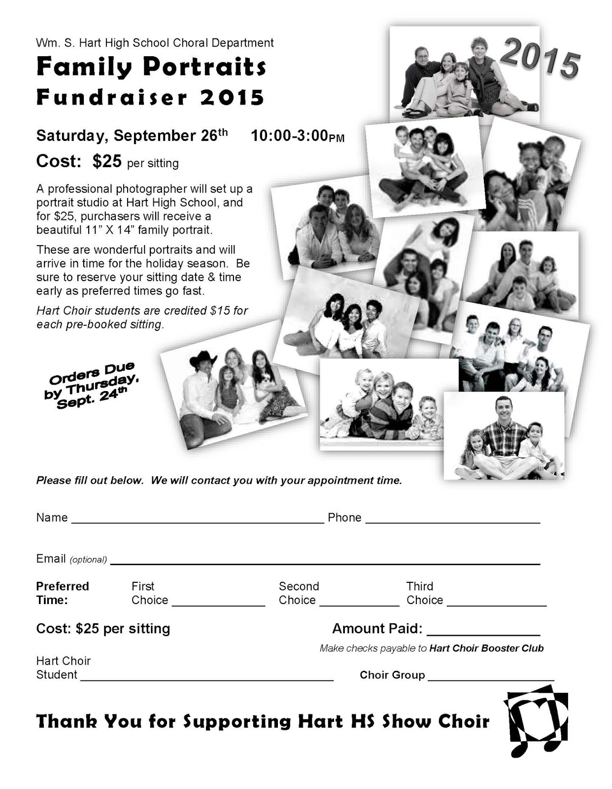 family portraits fundraiser hart high show choir news flyer for family portrait fundraiser