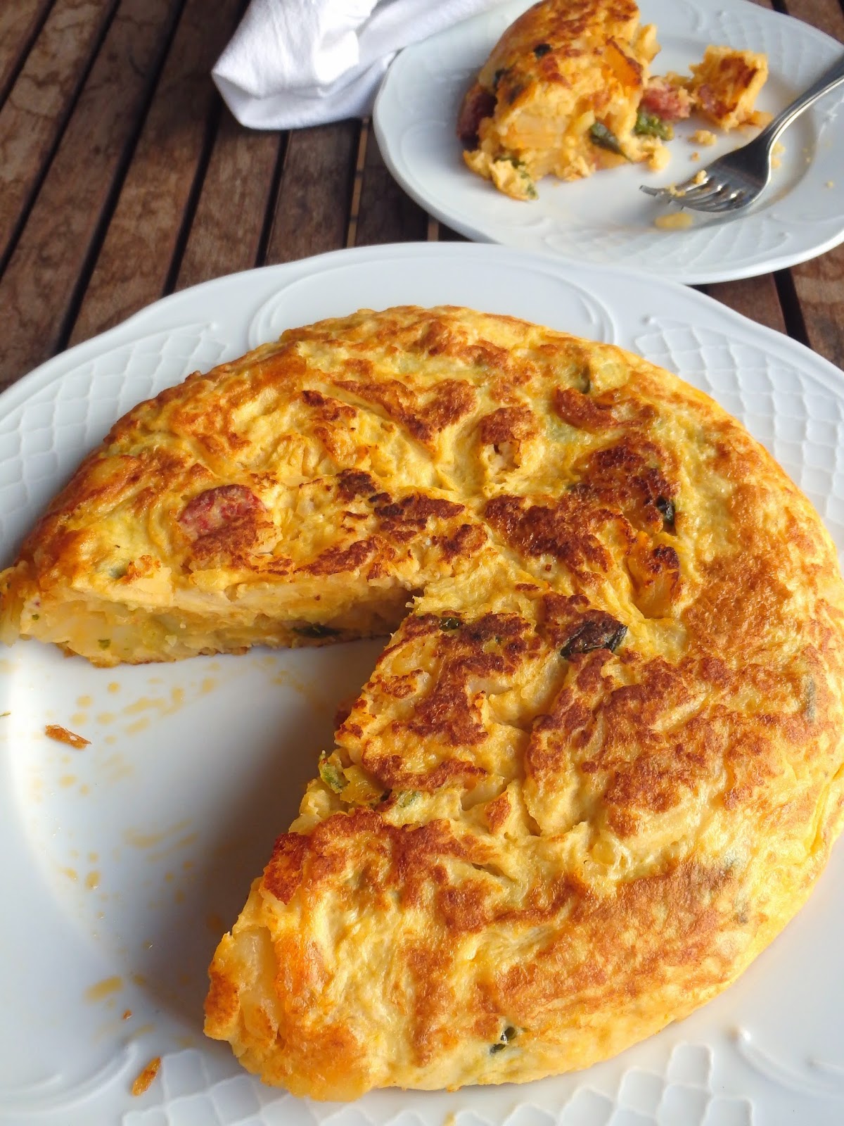 Les receptes que m'agraden Tortilla de patatas, chorizo y pimiento de