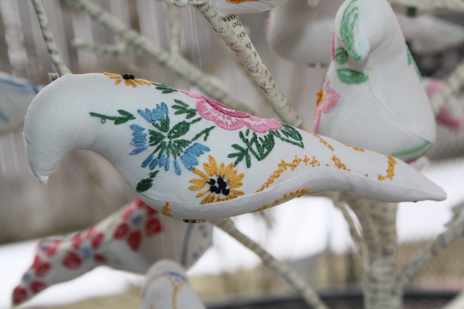 Isa Creative Musings Upcycled Vintage Embroidered Linen Birds