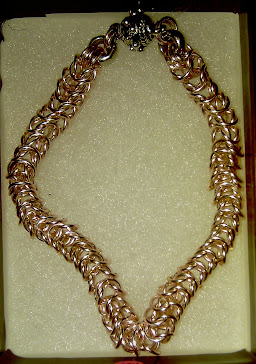 Pink and silver box weave