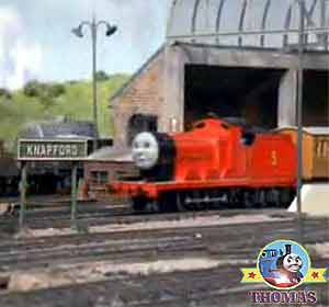 Thomas and friends train Henry Gordon and James the red engine Sodor station passenger coachers