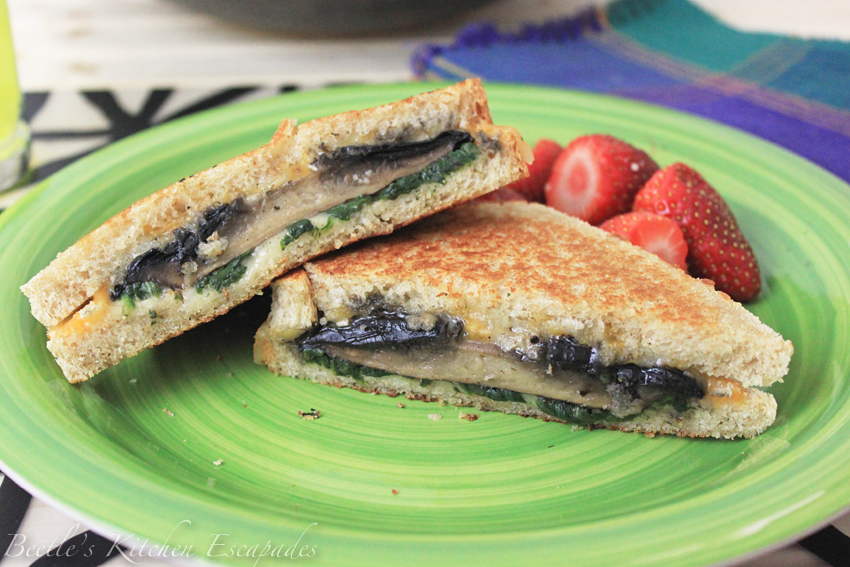 Beetle's Kitchen Escapades Roasted Portobello & Spinach Grilled Cheese