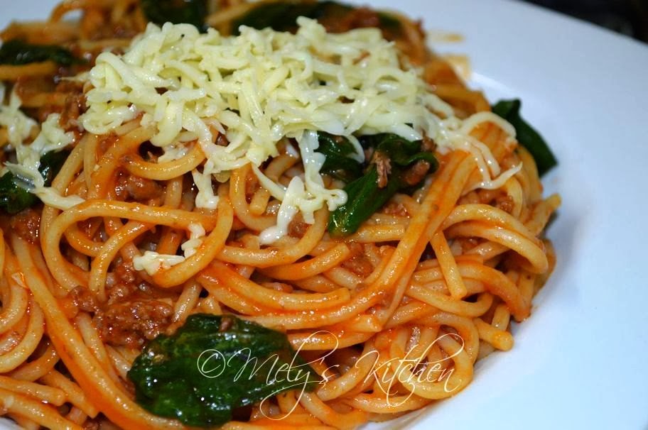 Spaghetti with Spinach Mely's kitchen