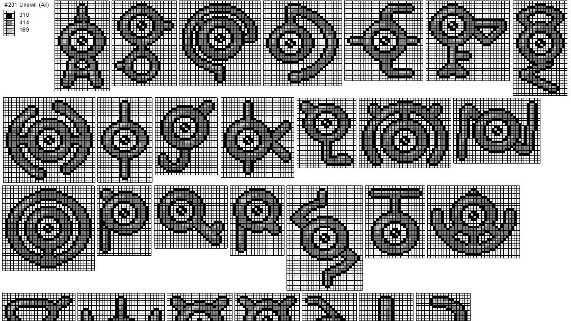 Unown Pixel Alphabet by OldManRupee on DeviantArt