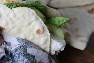Easy Pita Bread with Feta Cucumbers and Basil