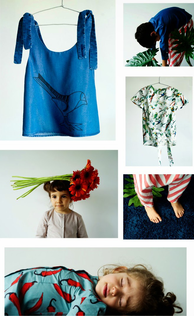 Wolf & Rita SS14 Wolf & Rita: Chilies, stripes, flowers and tropical birds for Summer 2014 kids fashion collection