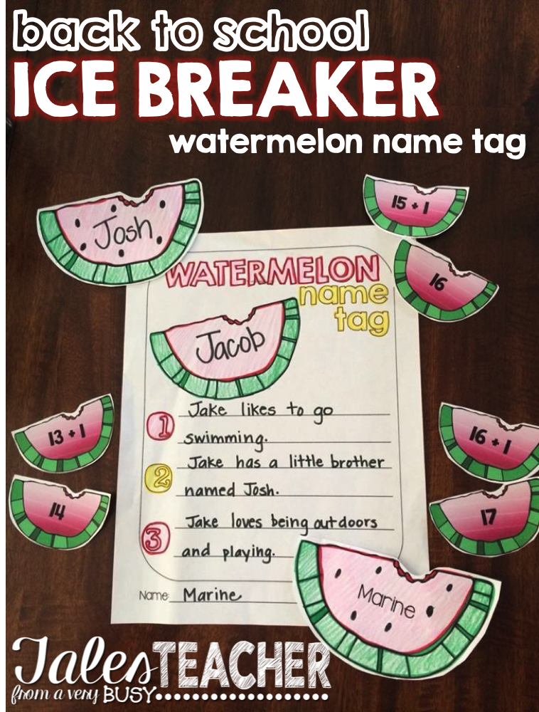 Back to School Ice Breaker {Watermelon Name Tag} Tales From a Very