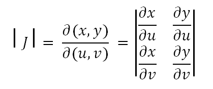 Fórmula para calcular el Jacobiano de (U,V)