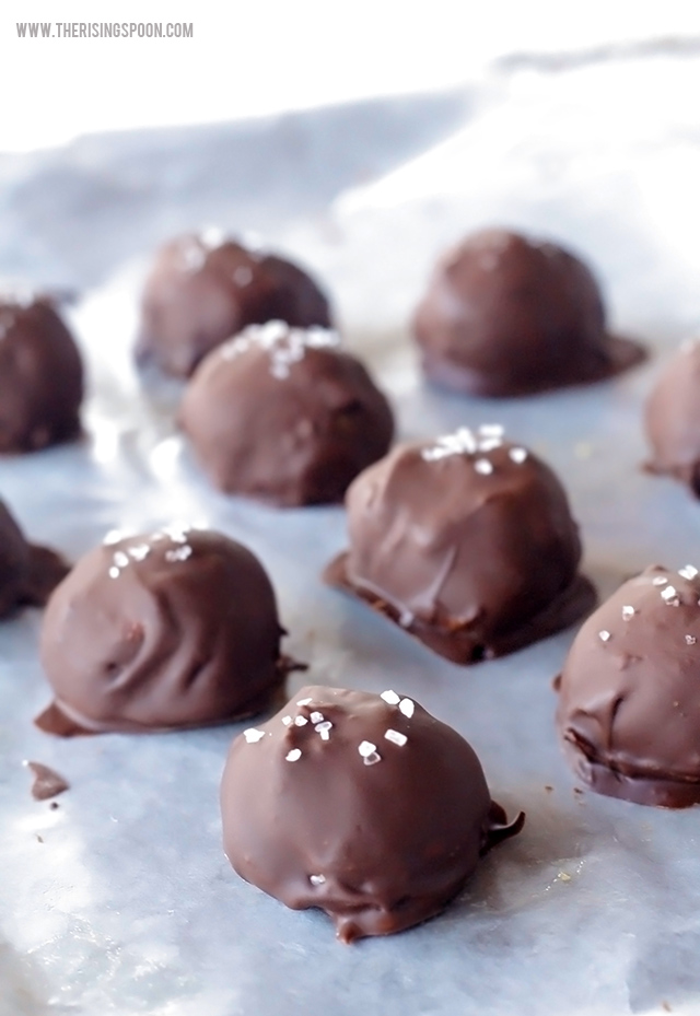 Healthy Dark Chocolate Covered Peanut Butter Balls The