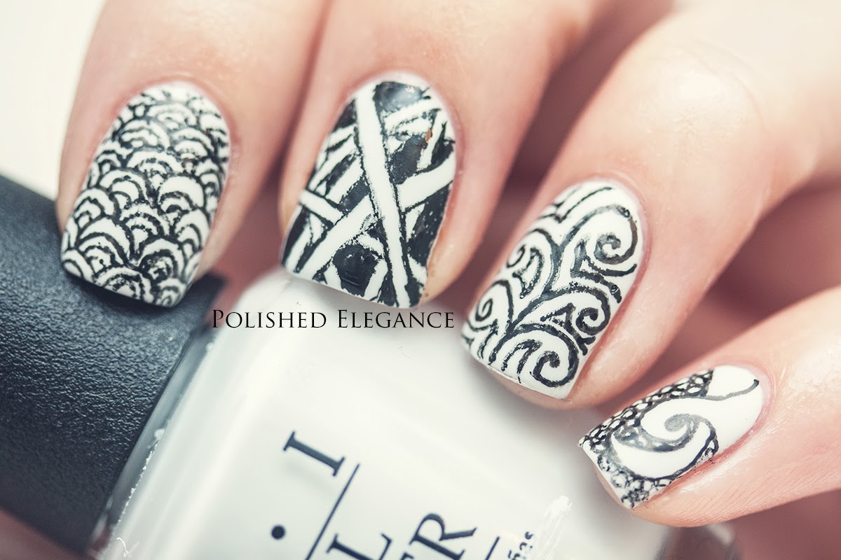 Polished Elegance Zentangle nail art