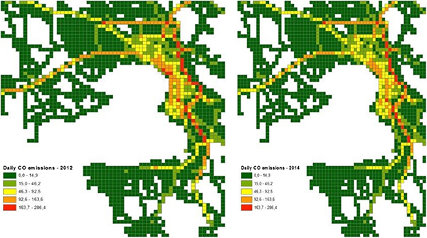 Daily CO Hot Emissions In Thessaloniki For Years 2012 & 2014 Daily CO Hot Emissions In Thessaloniki For Years 2012 & 2014