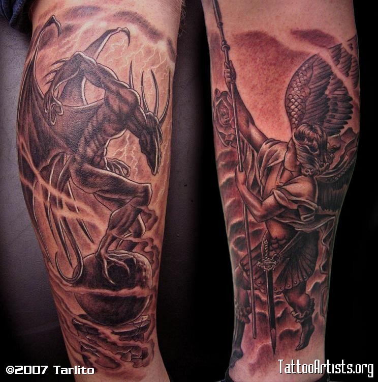 Tattoo Donkey: Angel Devil Tattoo Design