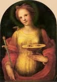 saint, lucy, painting, eyes, plate