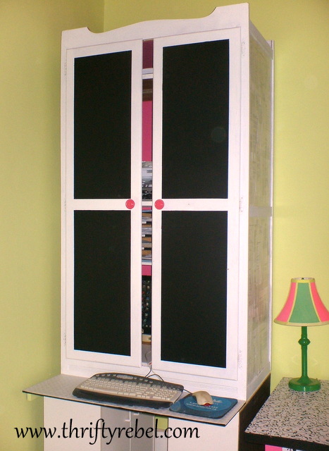 Wardrobe Makeover Into Computer Armoire Color Me Thrifty