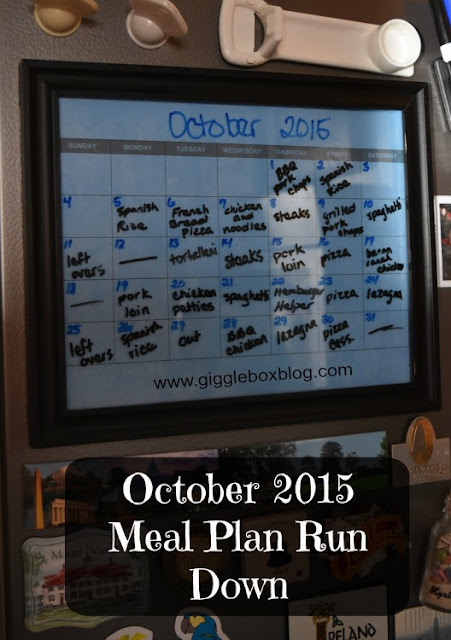 dinner meal plans for the month of October 2015,