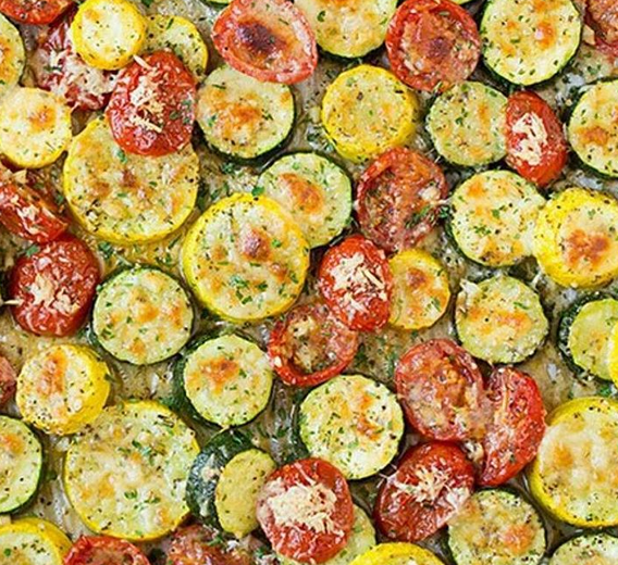FitCopMom Roasted GarlicParmesan Zucchini, Squash and Tomatoes