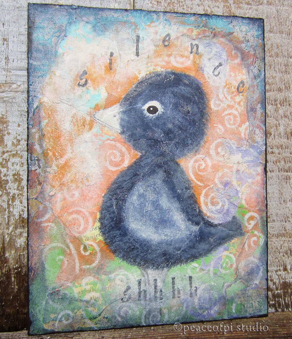 peaceofpi studio Baby Duckling Mixed Media Painting