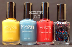 MoYou Nails Special Nail Polish Yellow Light Blue Red