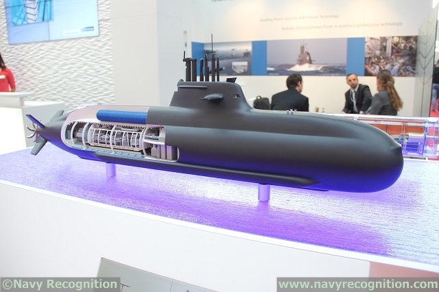 Type 212A SSK scale model on TKMS stand during MSPO 2015 Type 212A class SSK