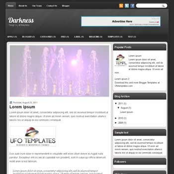 Darkness blogger template. template blogspot magazine style. black color background blogger template
