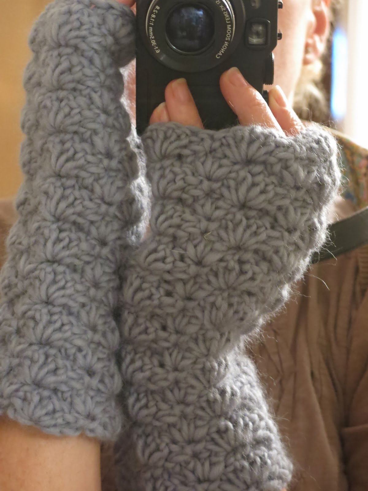 Cosmos and Cotton Crochet Arm Warmers