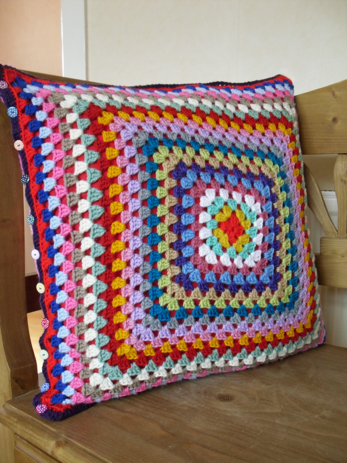 The Craft Attic Bright Granny Square Cushion Finished at Last!