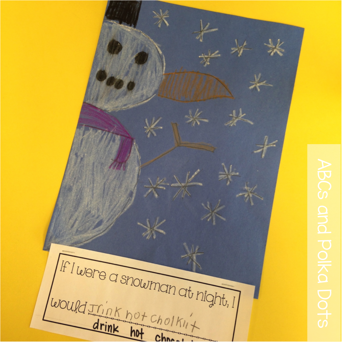 ABC's and Polka Dots "Snowmen at Night" extension craftivity
