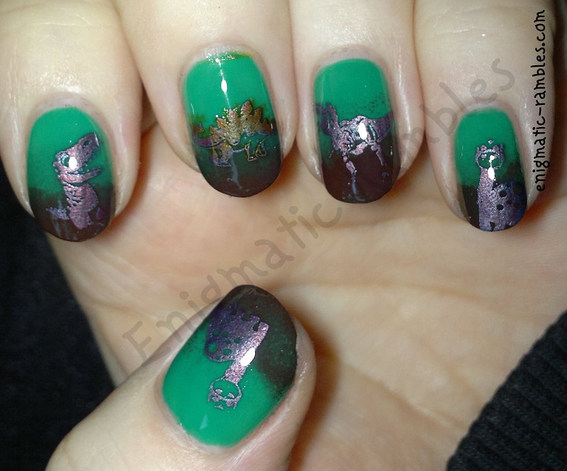 Stamped Dinosaur Nails land-before-time-dinosaur-stamped-nails-moyou-moyou66