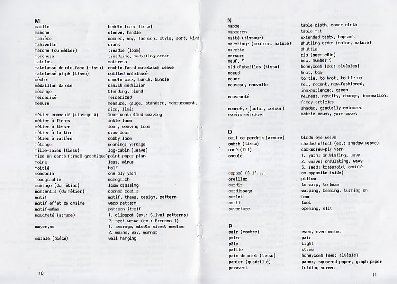to FRENCH ENGLISH Weaving glossary