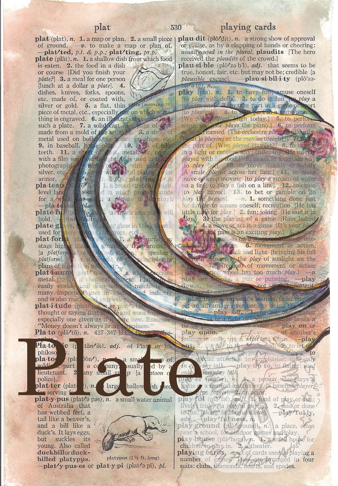 flying shoes art studio SPOON & PLATE DICTIONARY PAGE