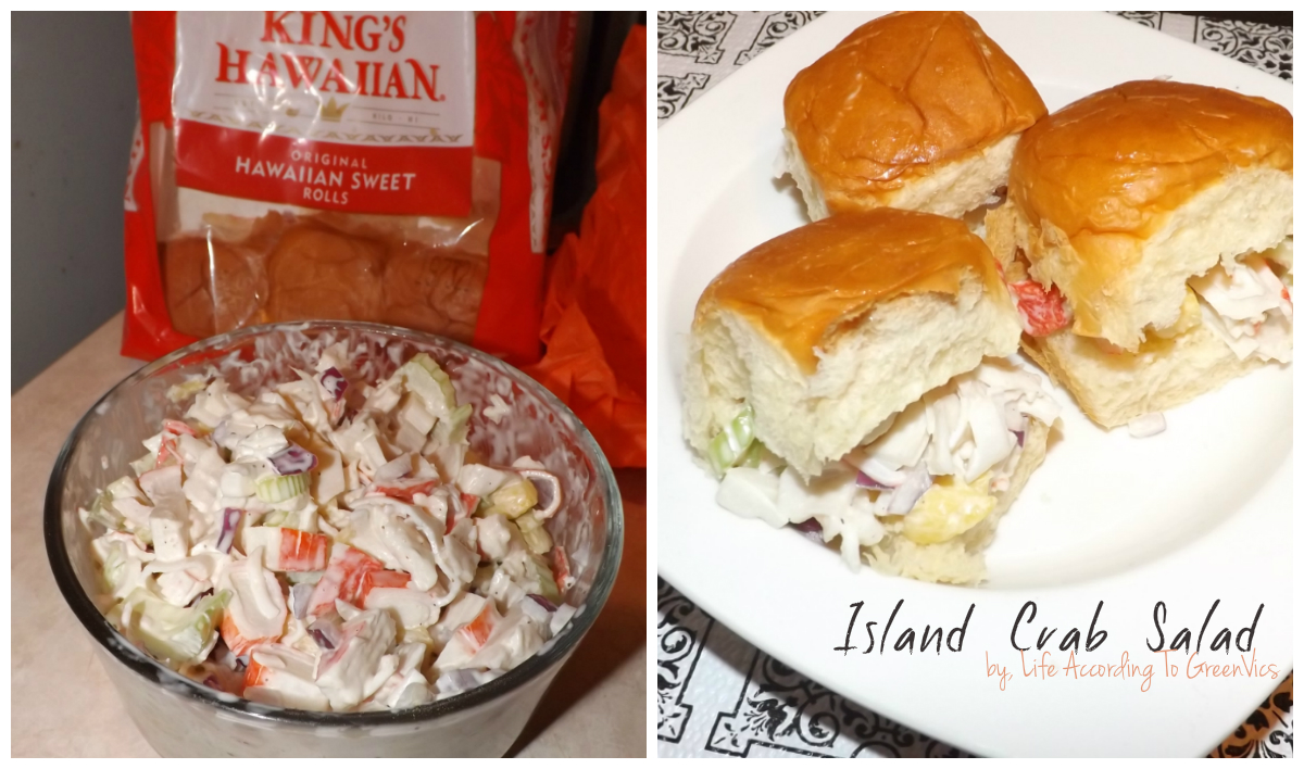 Life According To GreenVics My Island Crab Salad Recipe using King's Hawaiian Sweet Rolls.