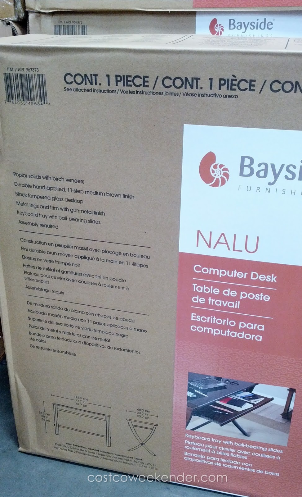 Bayside Furnishings Nalu Office Computer Desk with Slide Out Tray