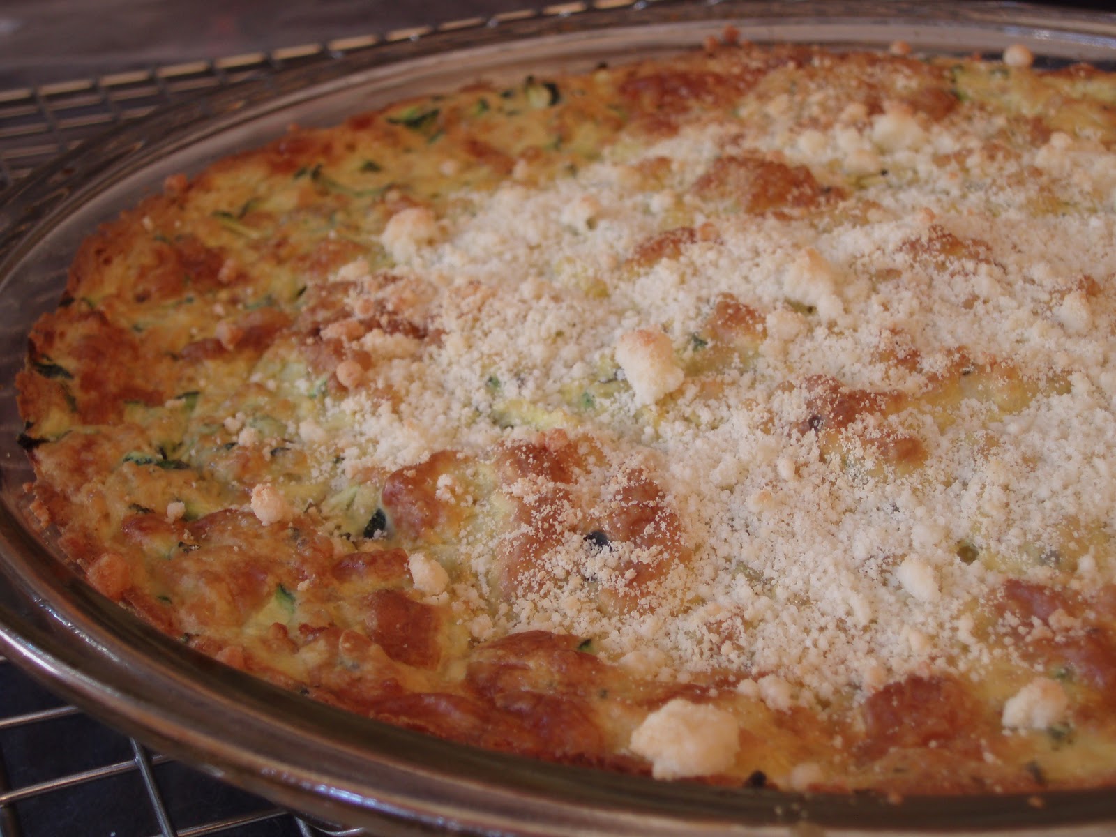 Open Mouth Insert Food Zucchini Souffle with Monterey Jack Cheese