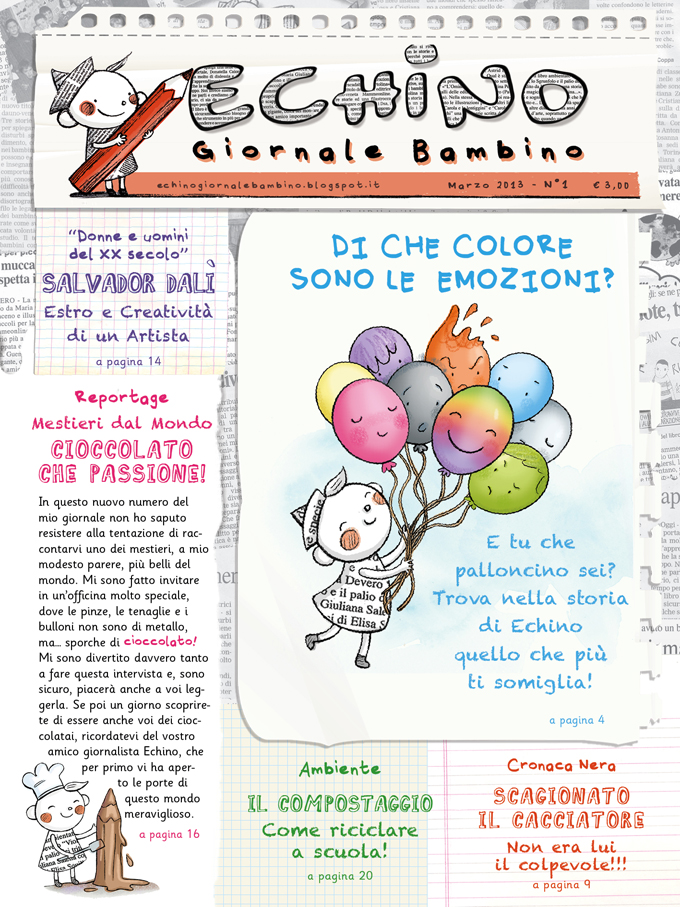 Echino Giornale Bambino La prima pagina del nuovo numero del mio