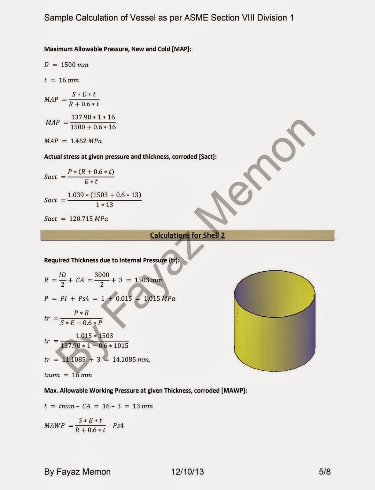 Engineering Calculations Sample Calculations for Pressure Vessel