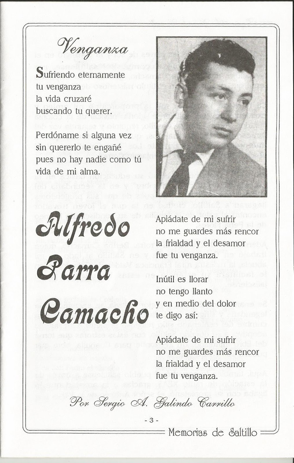 MEMORIAS DE SALTILLO por SERGIO A. GALINDO Alfredo Parra, famoso