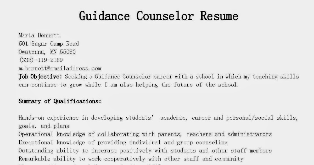 guidance counselor resume